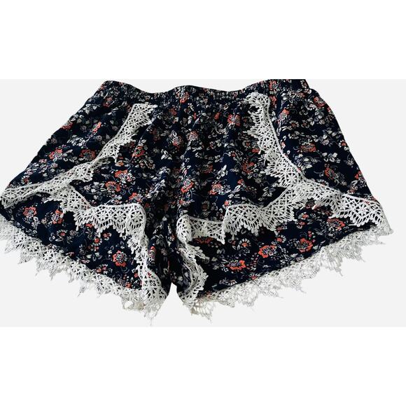 CHARLOTTE RUE HIGH-RISE SHORT LENGTH DRESSY SHORTS, WOMENS, S-NAVY-ORANGE PURPLE - Picture 3 of 11